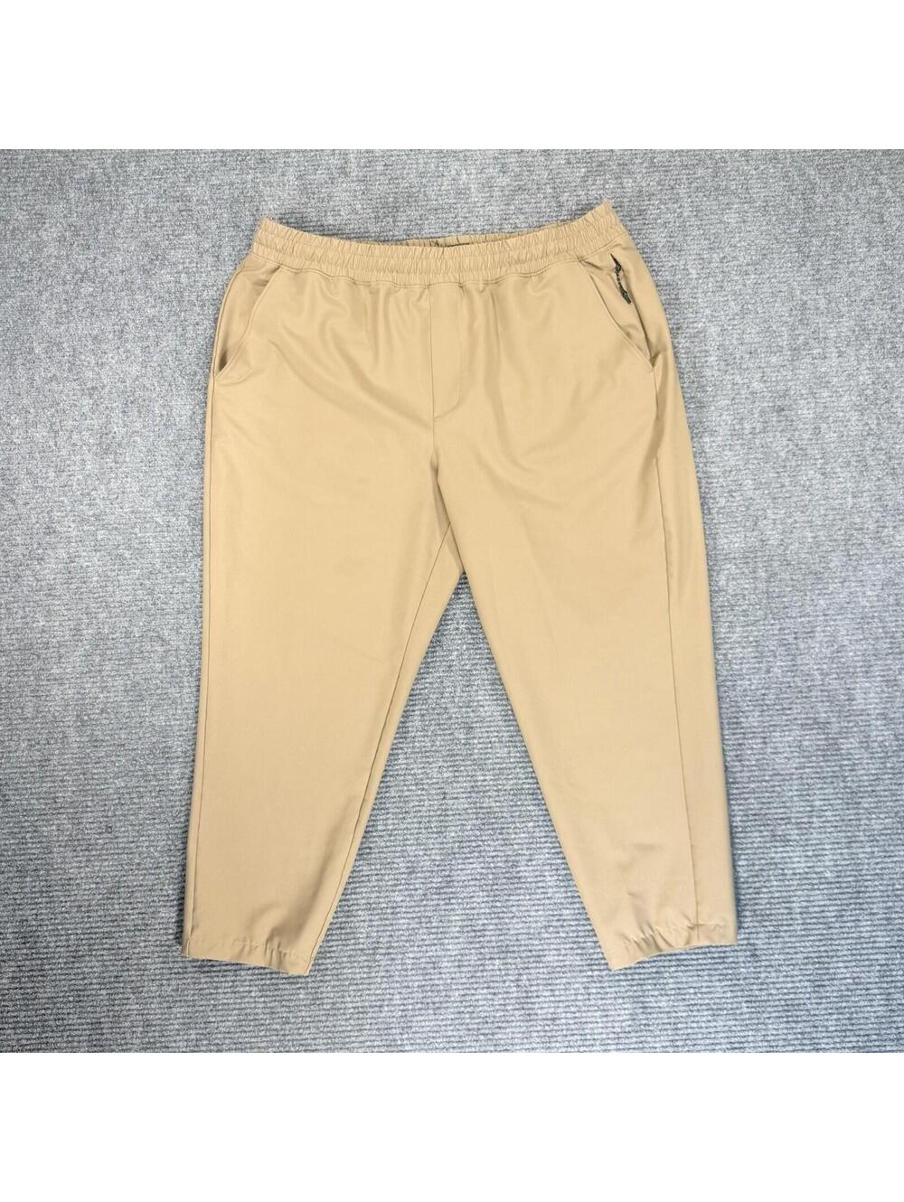 FLX Hybrid Jogger Pants Polyester Khaki Mens XL 36x26 Stretch Waist Comfy Lounge
